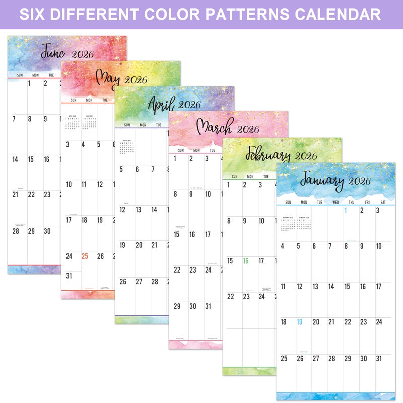 Journaltastic 2026 Wall Calendar - 12-Month Monthly Wall Calendars, Jan. 2026 - Dec. 2026, Large Print Big Grid Wall Calendar 2026, 12" x 24" (Open), Thick Paper - Image 3